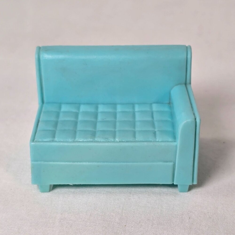 VTG  Superior Dollhouse Turquoise Plastic Sofa Couch Miniature Furniture 1960s